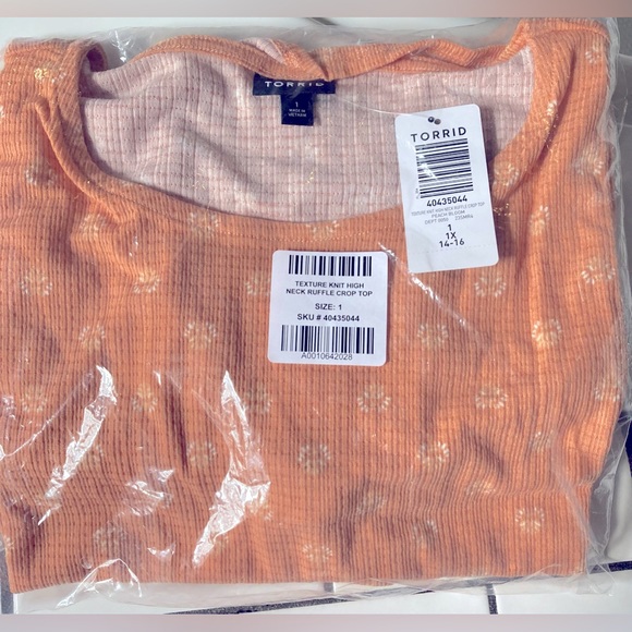 NWT Torrid cropped sleeveless top, peach gauze w/ruffle, sz 1X. - Picture 4 of 13